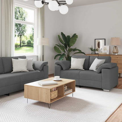Soffa 2 pcs Mörkgrå 219 x 80 x 82 cm tyg