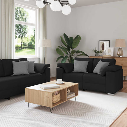 Soffa 2 pcs Svart 219 x 80 x 82 cm tyg