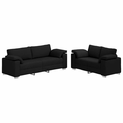 Soffa 2 pcs Svart 219 x 80 x 82 cm tyg
