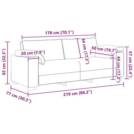 Soffa 2 pcs Brun 219 x 80 x 82 cm tyg