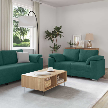 Soffa 2 pcs Mörkgrön 219 x 80 x 82 cm tyg