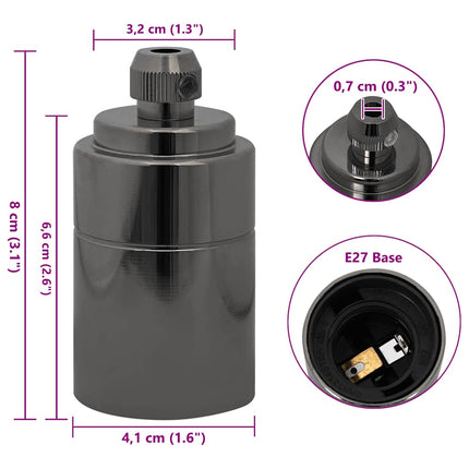 Lamphållare 2 st blank svart E27
