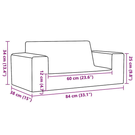 Barnsoffa 2-sits rosa mjuk plysch