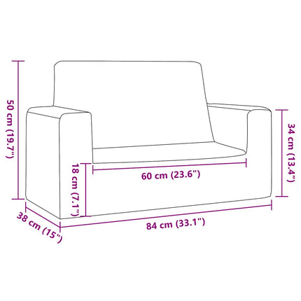 Barnsoffa 2-sits ljusgrå mjuk plysch