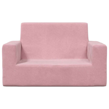 Barnsoffa 2-sits rosa mjuk plysch