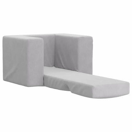 Bäddsoffa för barn ljusgrå mjuk plysch