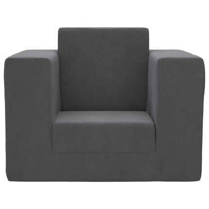Bäddsoffa för barn antracit mjuk plysch
