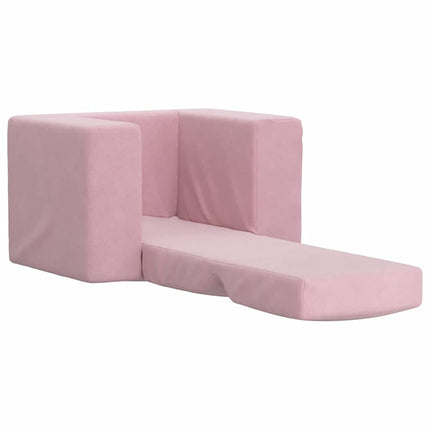 Bäddsoffa för barn rosa mjuk plysch