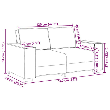 2-sitssoffa brun 160x78x84 cm tyg