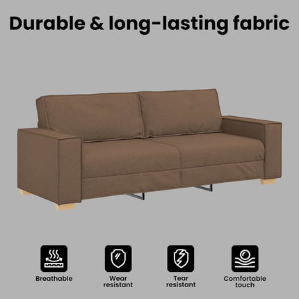 3-Sits soffa Brun 220 cm tyg