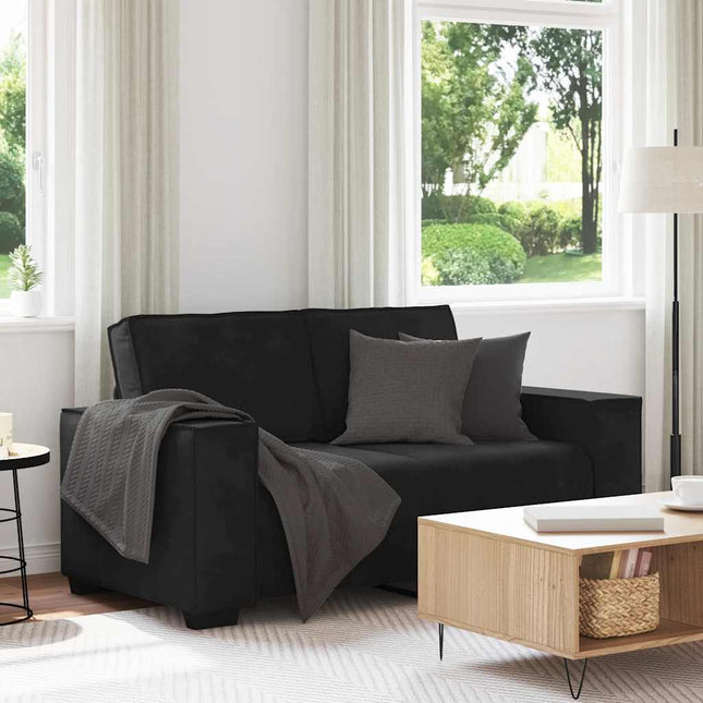 2-sitssoffa ljusgrå Svart 160x78x84 cm sammet