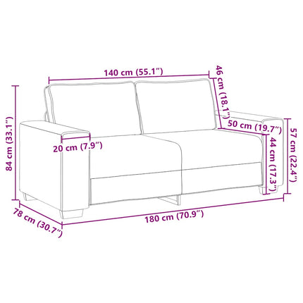 2-sitssoffa vinröd 180x78x84 cm sammet