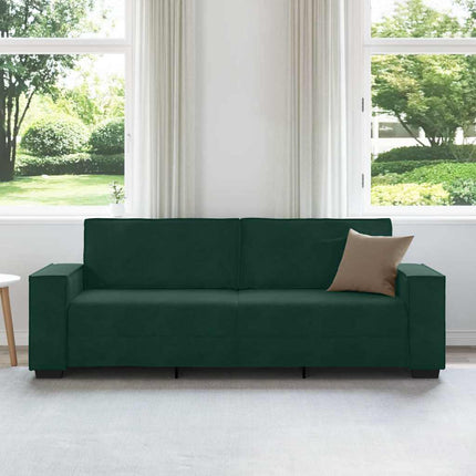 3-sitssoffa mörkgrön 220x78x84 cm sammet