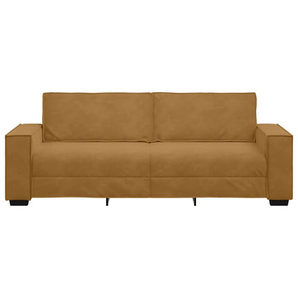 3-sitssoffa brun 220x78x84 cm sammet