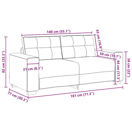 Tvåsitssoffa brun 180x77x82 cm tyg