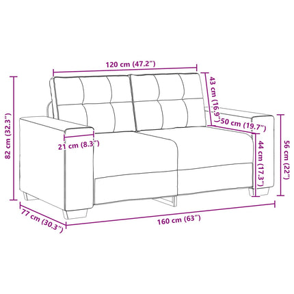 Tvåsitssoffa Brun 160 cm Sammet