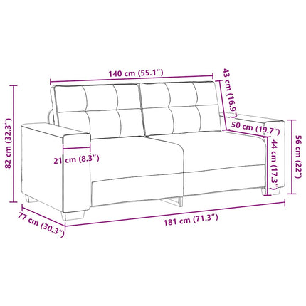 Tvåsitssoffa rosa 180x77x82 cm sammet