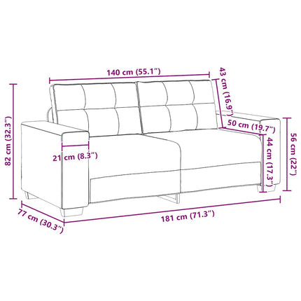 Tvåsitssoffa krämfärgad 180x77x82 cm sammet