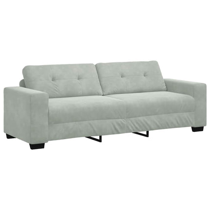 3-sitssoffa ljusgrå 220x78x80 cm sammet