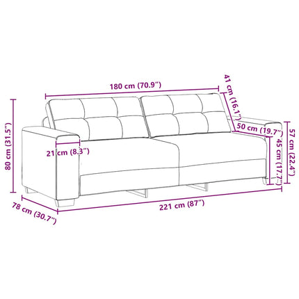 3-sitssoffa svart 220x78x80 cm sammet