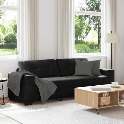 3-sitssoffa svart 220x78x80 cm sammet
