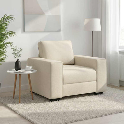 Soffstol Beige 100 cm Linnenblandad tyg