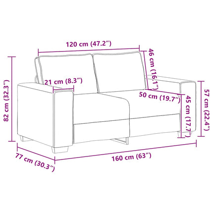 Loveseat soffa röd orange 160x77x82 cm manchestertyg
