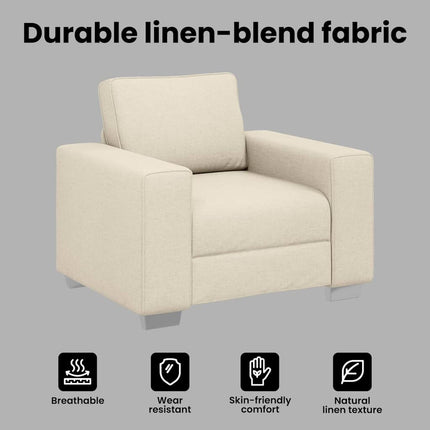 Soffstol Beige 100 cm Linnenblandad tyg