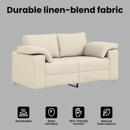 2-sits soffa Beige 160 cm Linnenblandad tyg