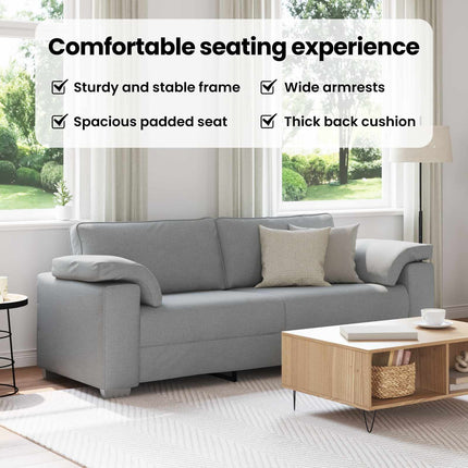 3-Sits soffa Ljusgrå 220 cm tyg