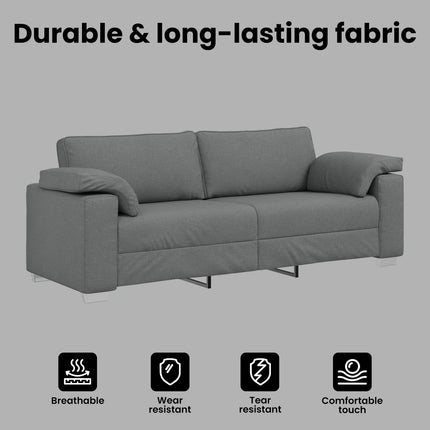 3-Sits soffa Mörkgrå 220 cm tyg
