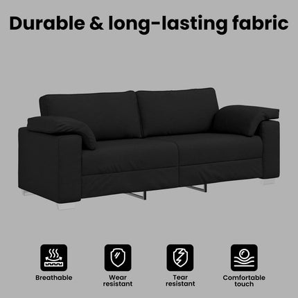 3-Sits soffa Svart 220 cm tyg
