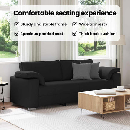 3-Sits soffa Svart 220 cm tyg
