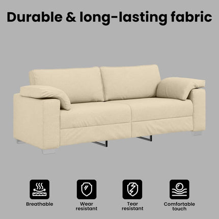 3-Sits soffa Kräm 220 cm tyg