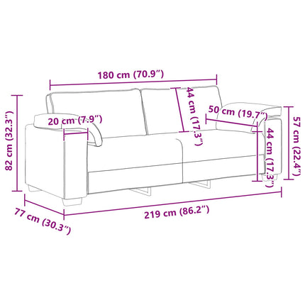 3-Sits soffa Beige 220 cm Linnenblandad tyg