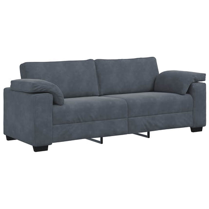 3-sitssoffa mörkgrå 220x77x82 cm sammet