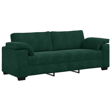3-sitssoffa mörkgrön 220x77x82 cm sammet