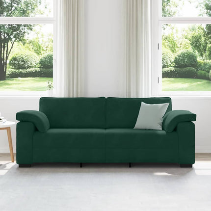 3-sitssoffa mörkgrön 220x77x82 cm sammet