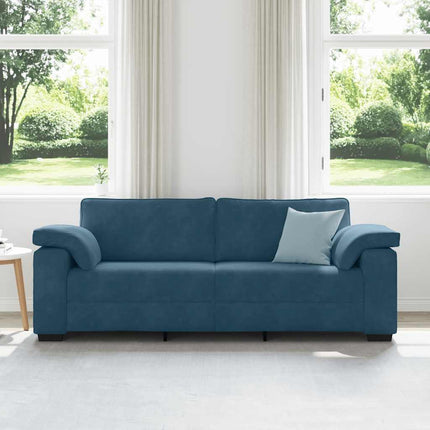 3-sitssoffa blå 220x77x82 cm sammet