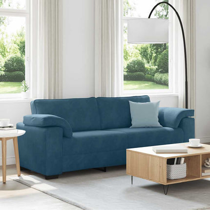 3-sitssoffa blå 220x77x82 cm sammet