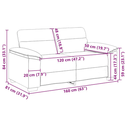2-sitssoffa svart 160x81x84 cm tyg