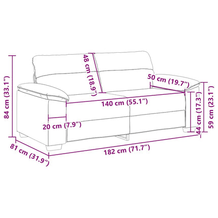 2-sitssoffa brun 180x81x84 cm tyg