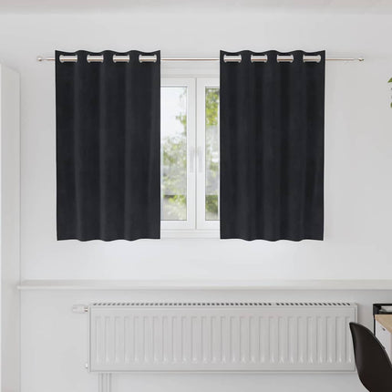 Mörkläggningsgardiner 2 st Svart 140 x 140 cm Sammet