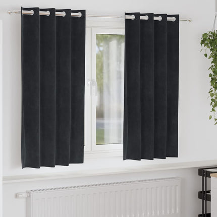 Mörkläggningsgardiner 2 pcs Svart 140 x 175 cm Sammet