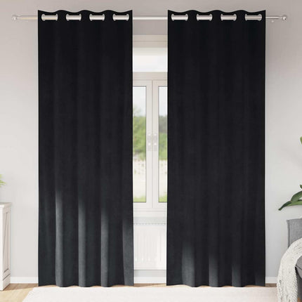 Mörkläggningsgardiner 2 pcs Svart 140 x 245 cm Sammet