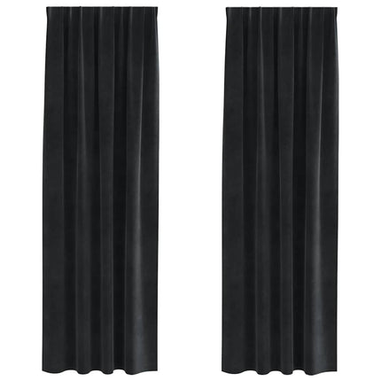 Mörkläggningsgardiner 2 st Svart 140 x 245 cm Sammet