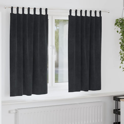 Mörkläggningsgardiner 2 pcs Svart 140 x 175 cm Sammet