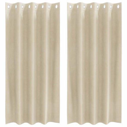 Mörkläggningsgardiner 2 st Kräm 140 x 175 cm Sammet