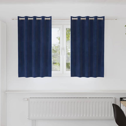 Mörkläggningsgardiner 2 pcs Mörkblå 140 x 140 cm Sammet