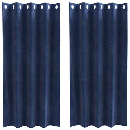Mörkläggningsgardiner 2 st Mörkblå 140 x 175 cm Sammet